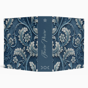 Create Your Own Blue White Embossed Vintage Floral Binder
