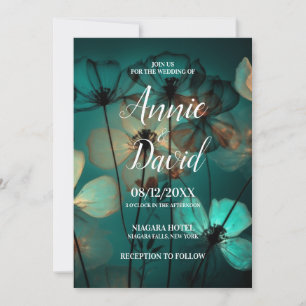 Create Your Own Blue & White X-Ray Flowers Wedding Invitation