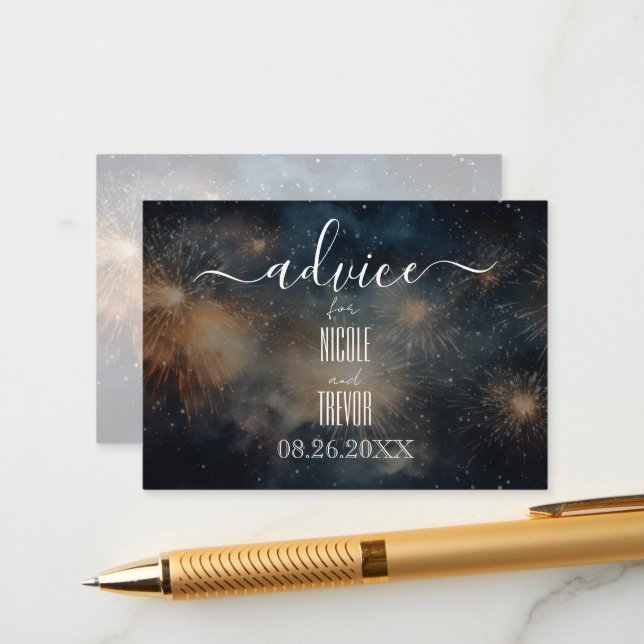 Create Your Own Blue Yellow Fireworks Advice Card (Front/Back In Situ)