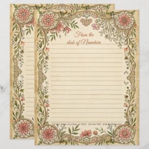 Create Your Own Boho Coral Floral Deco Note Paper