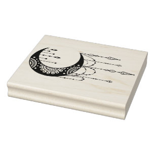 Create Your Own Boho Mandala Moon Silhouette Rubber Stamp