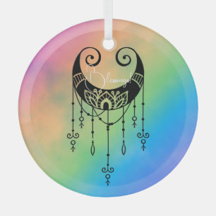 Create Your Own Boho Mystical Moon Silhouette Glass Ornament