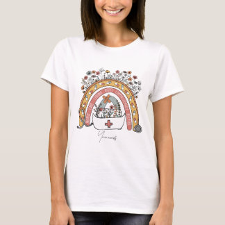 Create Your Own Boho Nurse Rainbow T-Shirt