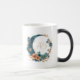 Create Your Own Boho Teal & Peach Floral Moon Magic Mug