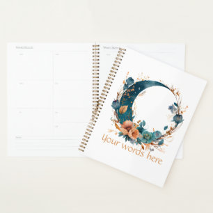 Create Your Own Boho Teal & Peach Floral Moon Planner