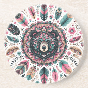 Create Your Own Boho Totemic Bear Mandala Coaster