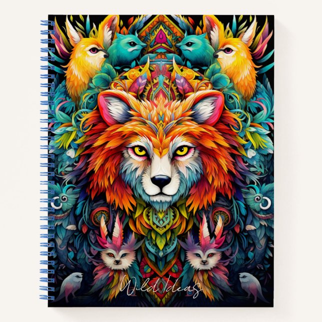Create Your Own Boho Tribal Wolf Notebook (Front)