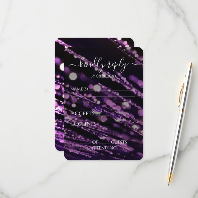 Create Your Own - Bokeh Frosted Branches RSVP Card (Front/Back In Situ)