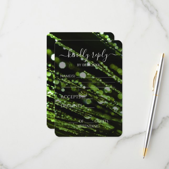 Create Your Own - Bokeh Frosted Branches RSVP Card (Front/Back In Situ)