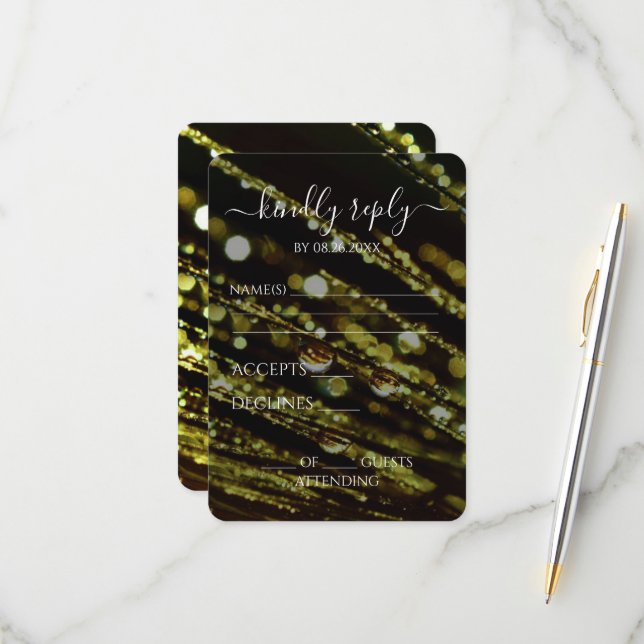 Create Your Own - Bokeh Frosted Branches RSVP Card (Front/Back In Situ)