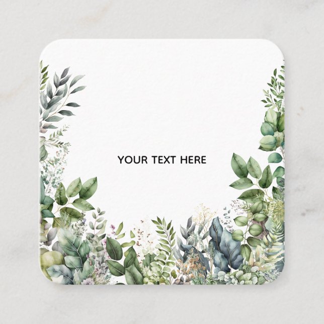Create Your Own Botanical Design Square Business Card (Front)