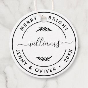 Create Your Own Botanical Leaves Round  Favour Tags