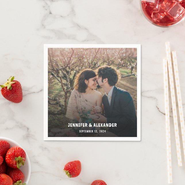 Create your own bride and groom photo wedding napkin (Insitu)