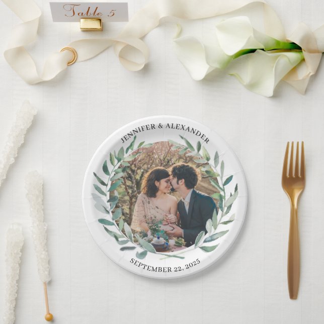Create your own bride and groom photo wedding paper plate (Wedding)