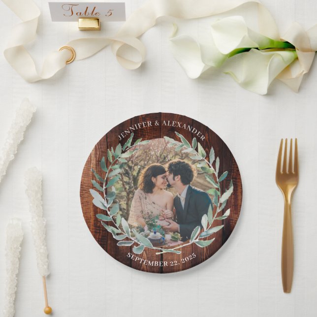 Create your own bride and groom photo wedding paper plate (Wedding)