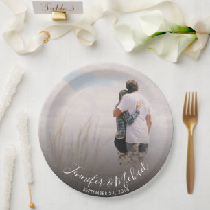 Create your own Bride and Groom wedding photo Paper Plate