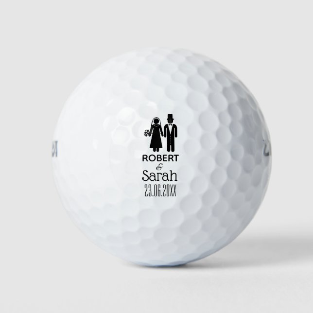 Create Your Own Bride Groom Name Custom Wedding Golf Balls (Front)