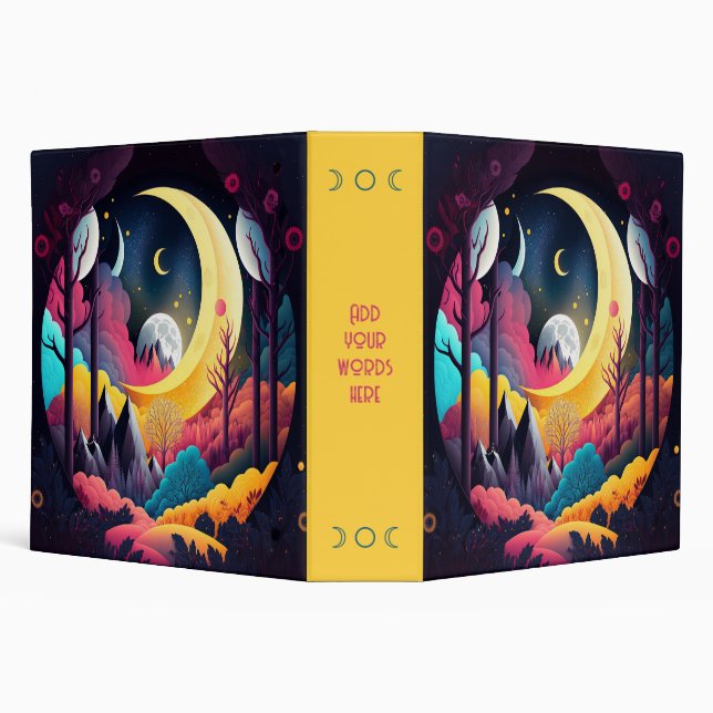 Create Your Own Bright Crescent Moon Forest Binder (Background)