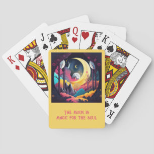Create Your Own Bright Crescent Moon Forest Playing Cards