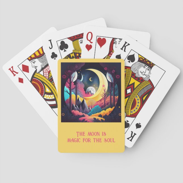 Create Your Own Bright Crescent Moon Forest Playing Cards (Back)