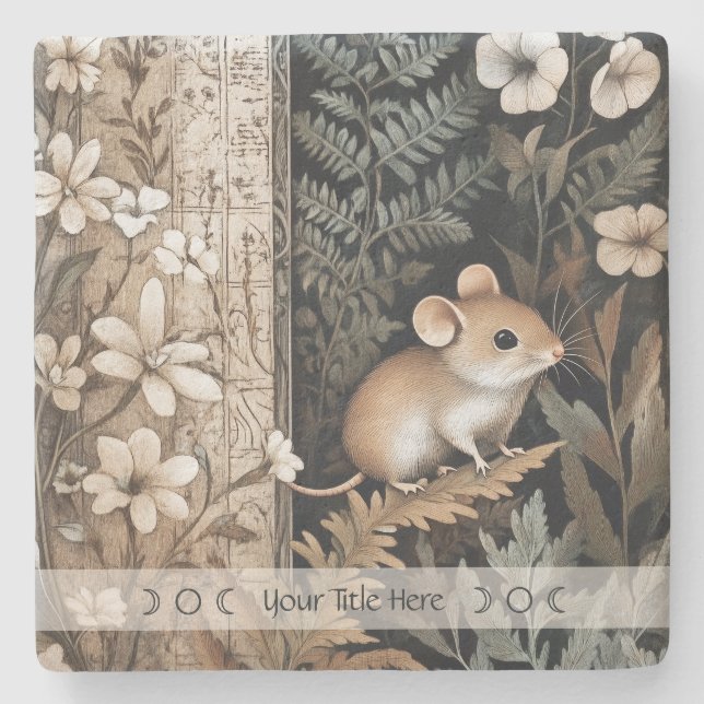Create Your Own Brown Mouse Botanical Stone Coaster (Front)