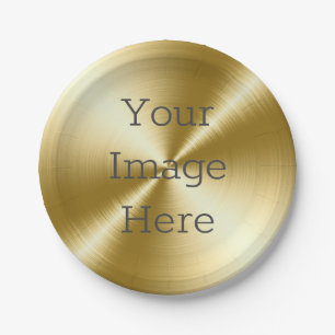 Create Your Own Brushed Radial 14k Gold Metallic Paper Plate