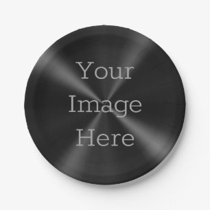Create Your Own Brushed Radial Jet Black Metal Paper Plate