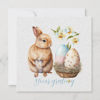 Create Your Own Bunny & Eggs with Wildflowers Holiday Card