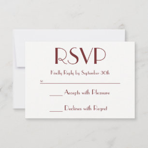 Create Your Own Burgundy and White RSVP Card