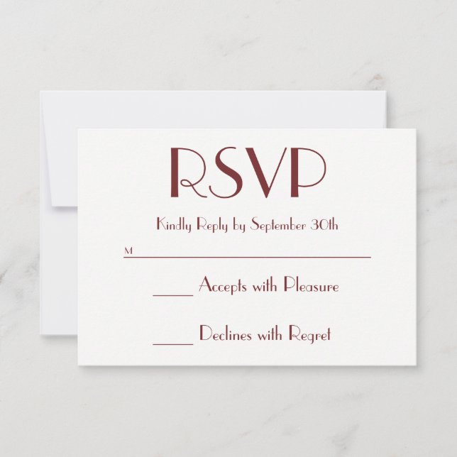Create Your Own Burgundy and White RSVP Card (Front)