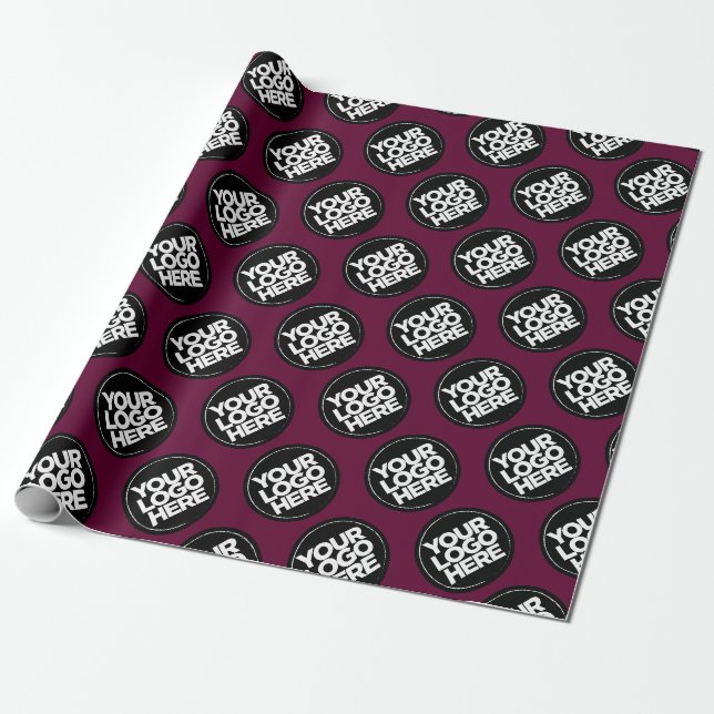 Create your own Burgundy Repeating Logo Background Wrapping Paper (Unrolled)