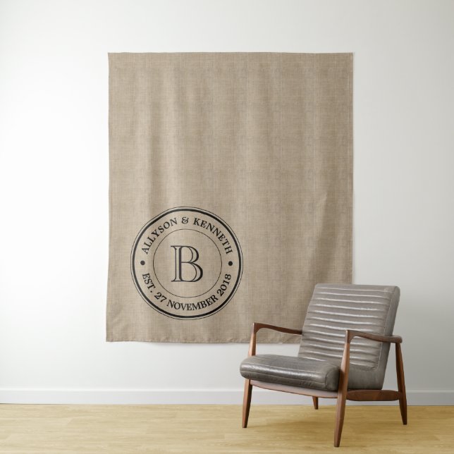 Create Your Own Burlap Logo Anniversary Monogram Tapestry (In Situ)