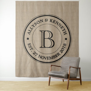Create Your Own Burlap Logo Anniversary Monogram Tapestry