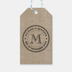 Create Your Own Burlap Retro Logo Monogram Gift Tags