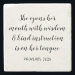 Create Your Own Calligraphy Bible Verse Stone Coaster<br><div class="desc">Add your favourite inspirational scripture to create your own personalized motivational stone coaster. Customizable bible quote text design for a positive, encouraging message of empowerment and wisdom for a Christian woman or teacher. This sample verse comes from the World English Bible, which is in the public domain. Create your own...</div>