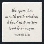 Create Your Own Calligraphy Bible Verse Stone Coaster<br><div class="desc">Add your favourite inspirational scripture to create your own personalized motivational stone coaster. Customizable bible quote text design for a positive, encouraging message of empowerment and wisdom for a Christian woman or teacher. This sample verse comes from the World English Bible, which is in the public domain. Create your own...</div>