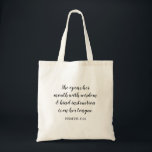 Create Your Own Calligraphy Bible Verse Tote Bag<br><div class="desc">Add your favourite inspirational scripture to create your own personalized budget tote bag. Customizable bible quote text design for a positive, encouraging message of empowerment and wisdom for a Christian woman or teacher. This sample verse comes from the World English Bible, which is in the public domain. Create your own...</div>
