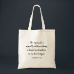Create Your Own Calligraphy Bible Verse Tote Bag<br><div class="desc">Add your favourite inspirational scripture to create your own personalized budget tote bag. Customizable bible quote text design for a positive, encouraging message of empowerment and wisdom for a Christian woman or teacher. This sample verse comes from the World English Bible, which is in the public domain. Create your own...</div>