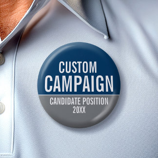 Create Your Own Campaign Gear - Grey & Navy 2 Inch Round Button