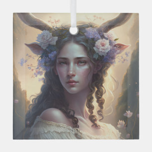 Create Your Own Capricorn Sun Sign Zodiac Goddess Glass Ornament