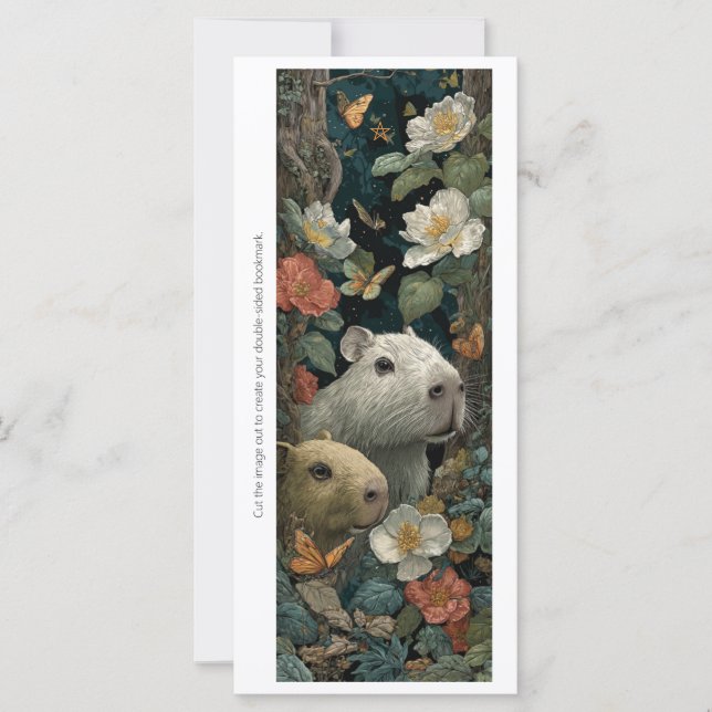 Create Your Own Capybaras Roses Bookmark Card (Front)
