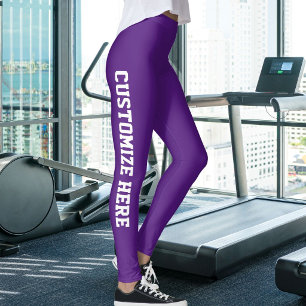 Create Your Own Cat Mom Pet Lover Purple And White Leggings