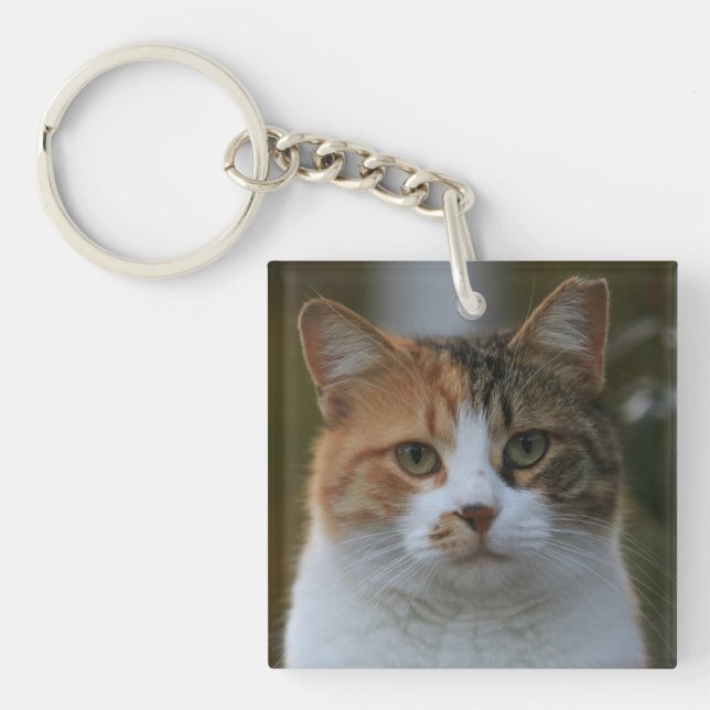 Create Your Own Cat Pet Photo Custom Picture Keychain (Front)