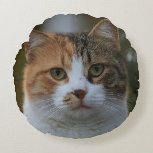 Create Your Own Cat Pet Photo Custom Picture Round Pillow