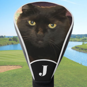 Create Your Own Cat photo template custom black Golf Head Cover