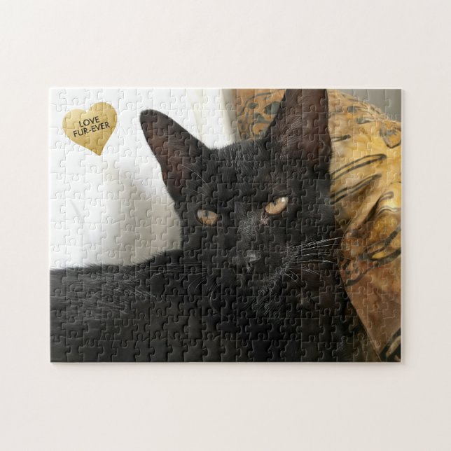 Create your own Cat Puzzle with Gold Heart Text (Horizontal)