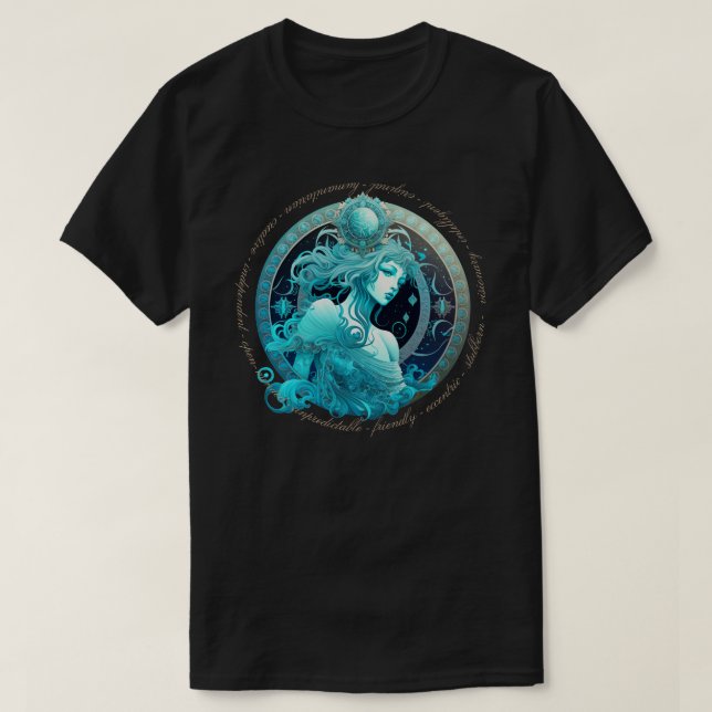 Create Your Own Celestial Aquarius Zodiac T-Shirt (Design Front)