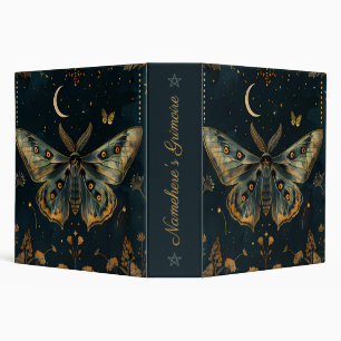 Create Your Own Celestial Blue Gold Moth Floral Binder