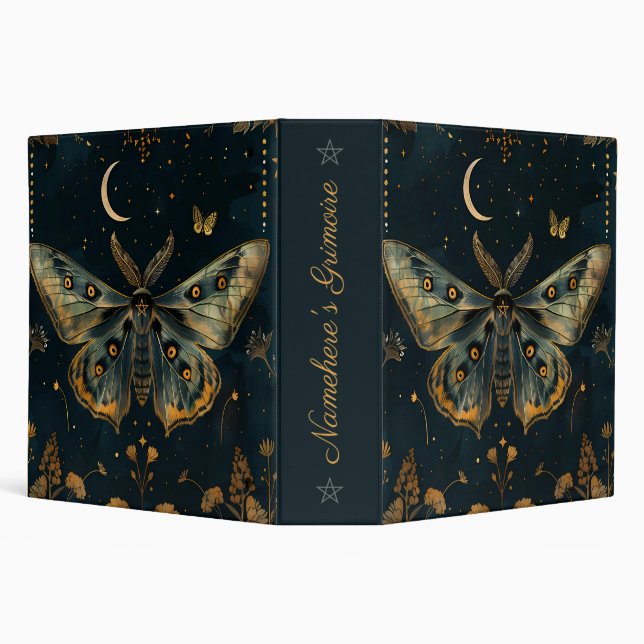 Create Your Own Celestial Blue Gold Moth Floral Binder (Background)