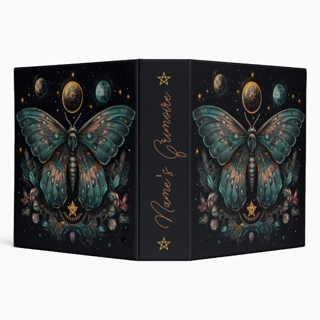 Create Your Own Celestial Blue Orange Fantasy Moth Binder (Background)